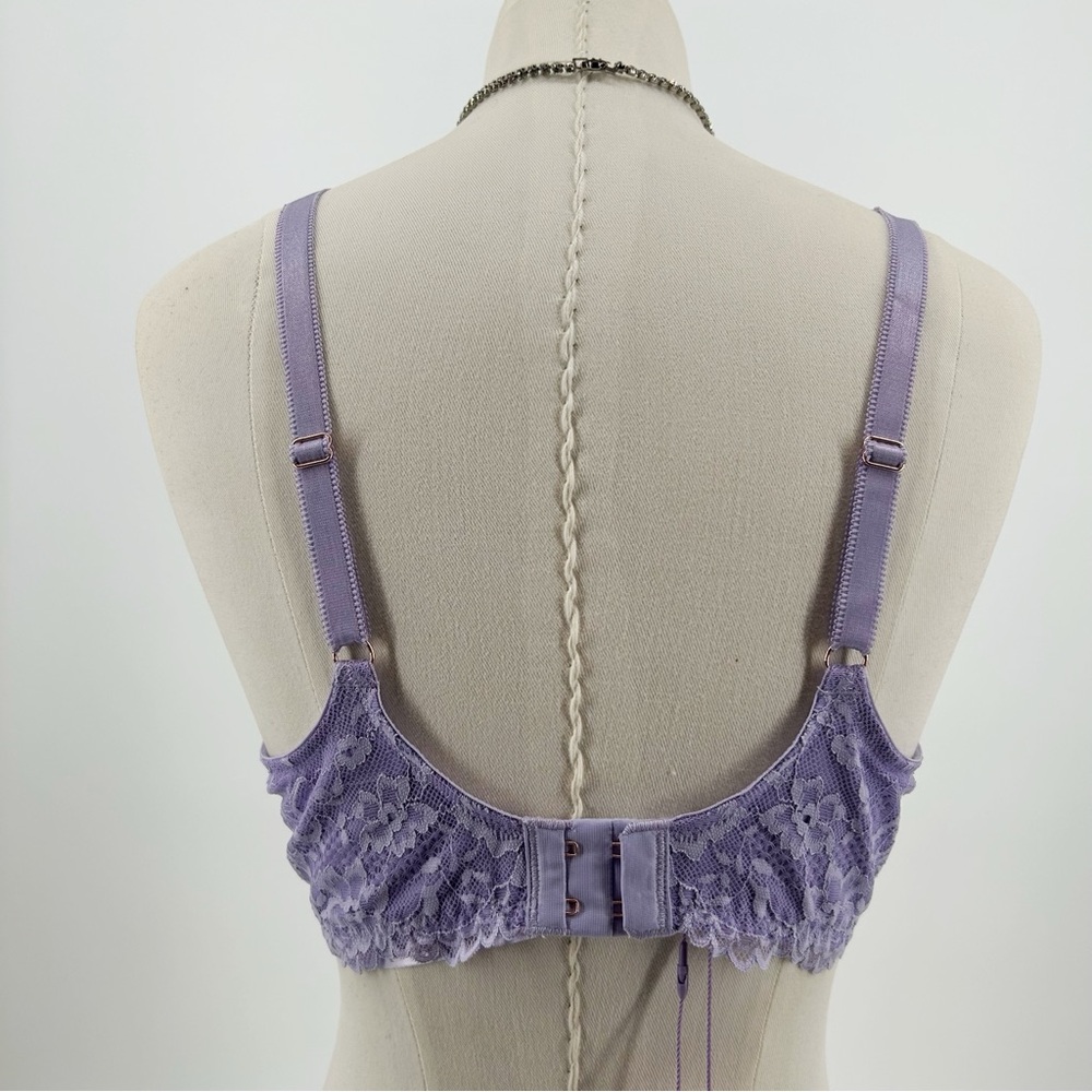NWT Savage x Fenty Lavender Purple Lace Overlay Underwire Unlined Bra Size 38C - Picture 6 of 14